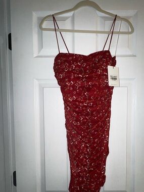 Hello Molly Red Floral Ruched Slip Dress NWT